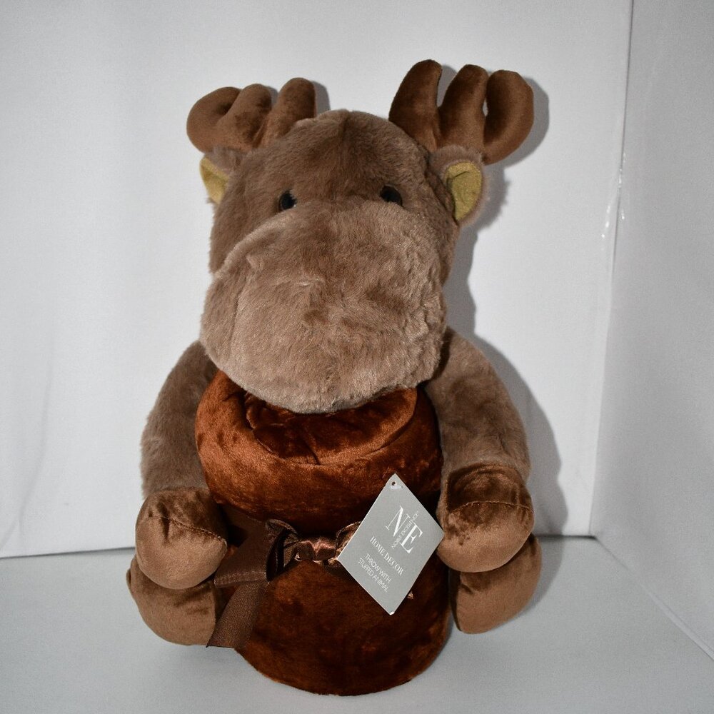 Noble Excellence Plush Moose with Blanket 50" x 60" #NF1PR009 NWT